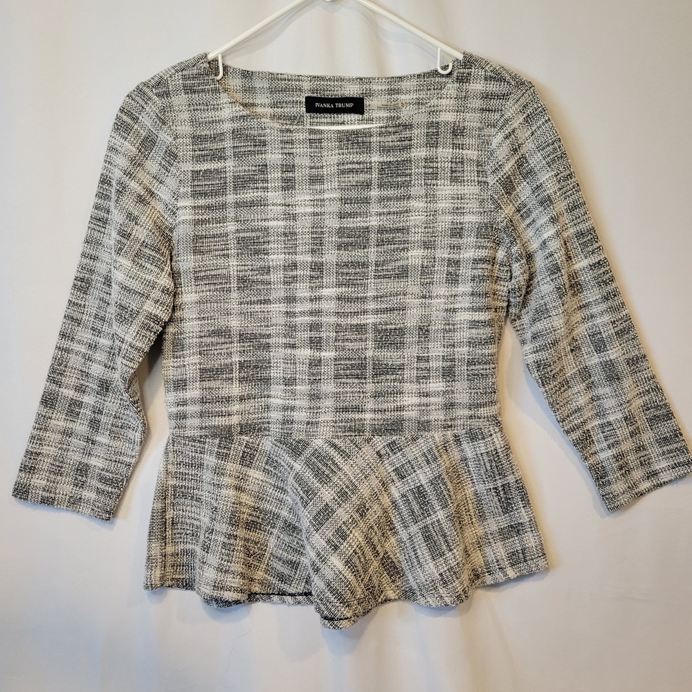 Ivanka Trump Black and White Plaid Blouse